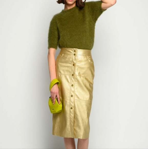 NWT Metallic gold leather skirt PINKO - Picture 1 of 6